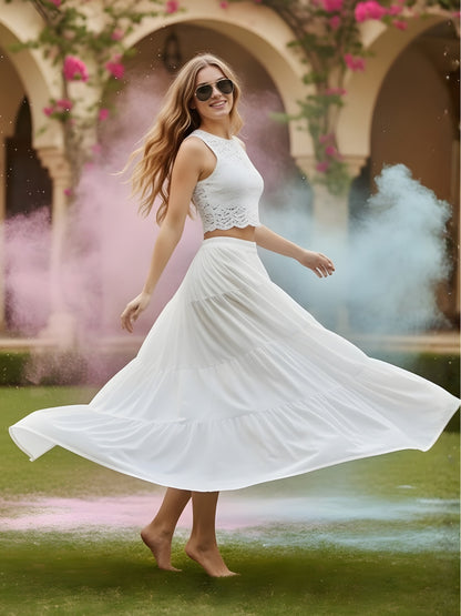 Cotton Holi Tiered Maxi Skirt