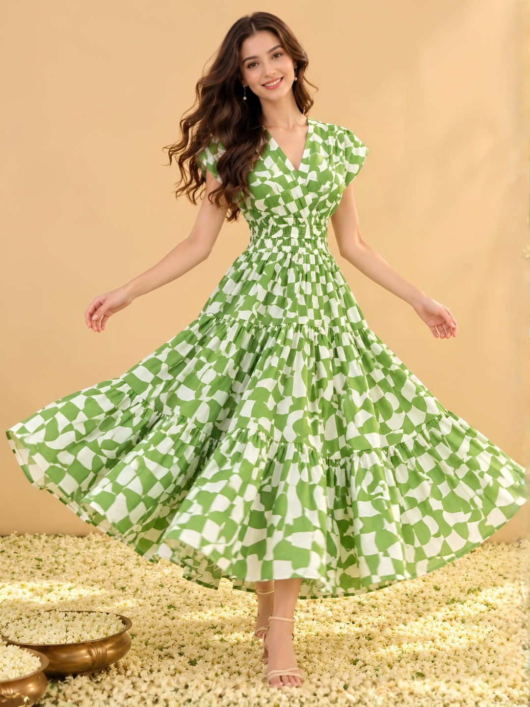 Pure cotton Tiered Midi Dress