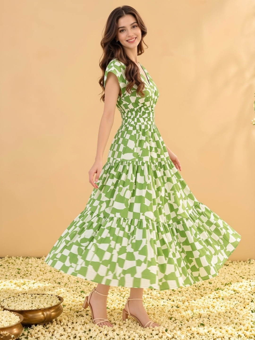 Pure cotton Tiered Midi Dress