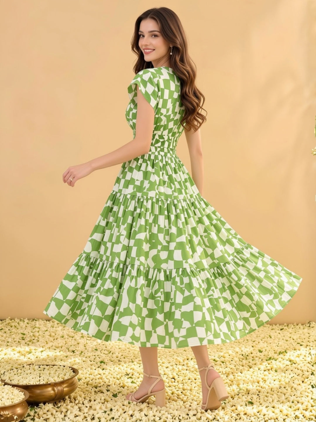 Pure cotton Tiered Midi Dress