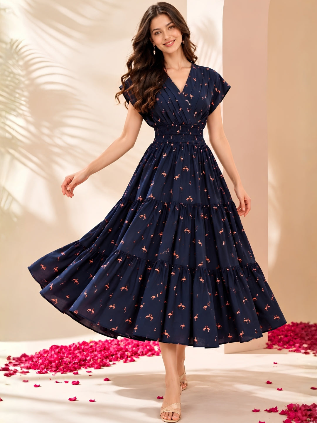 Pure cotton Tiered Midi Dress