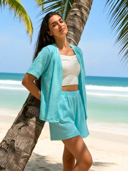 Top Shrug & shorts 3 Pc cord
