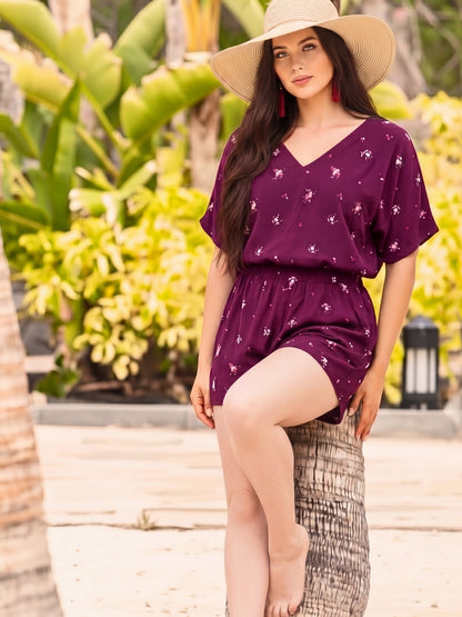 Rayon Printed Mini Jumpsuit