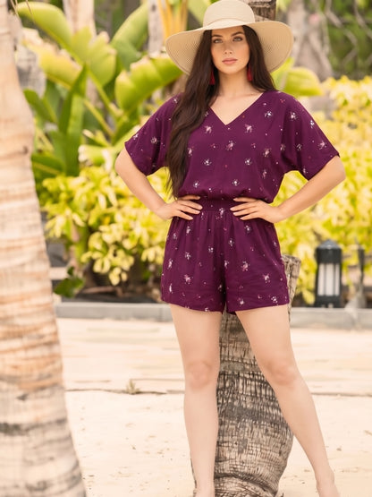 Rayon Printed Mini Jumpsuit