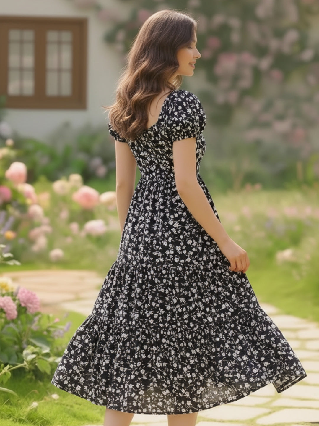 sera women Rayon Midi Floral Dress
