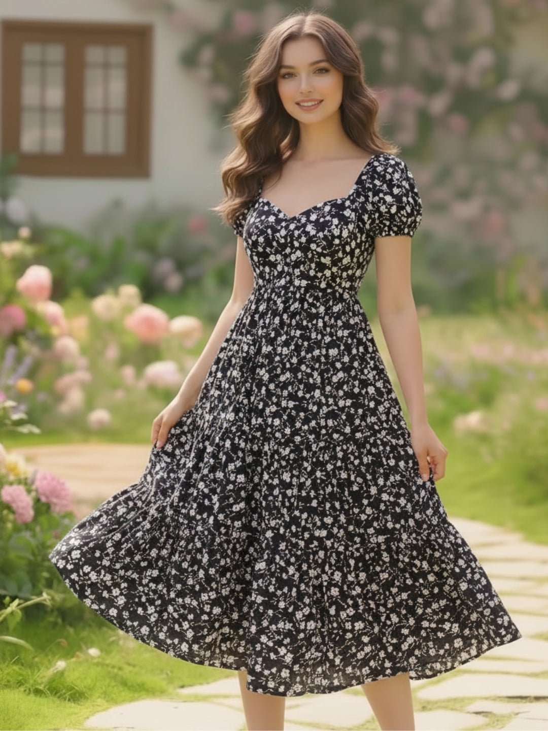 sera women Rayon Midi Floral Dress