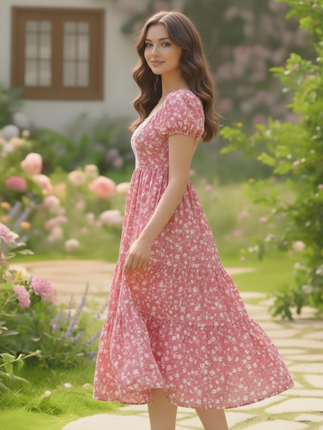 sera women Rayon Midi Floral Dress