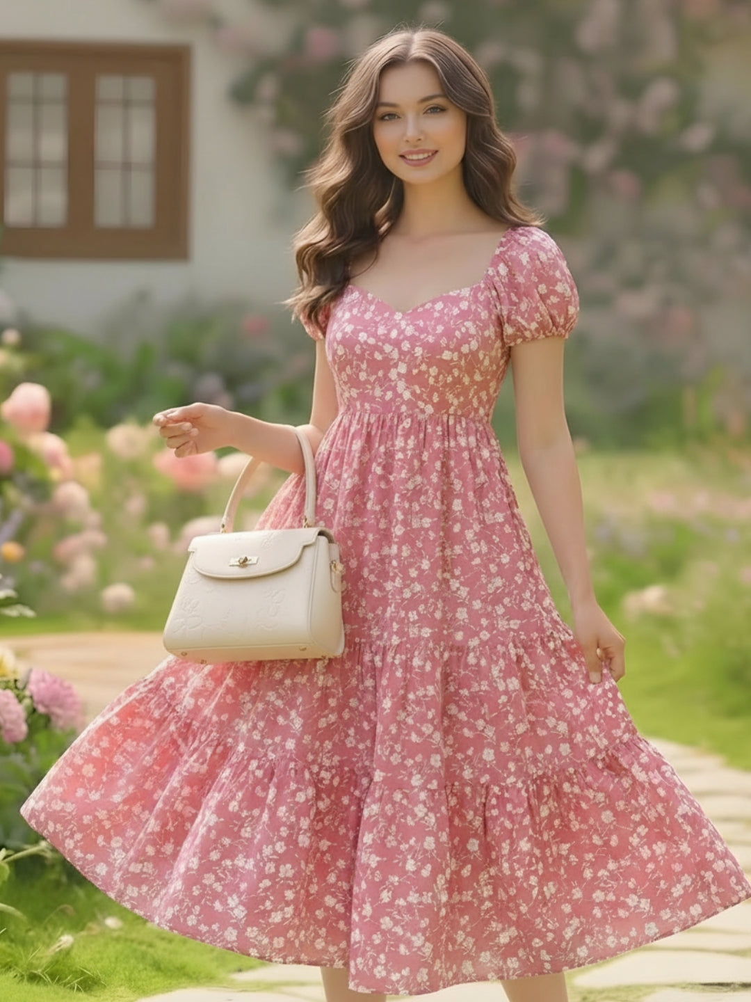 sera women Rayon Midi Floral Dress