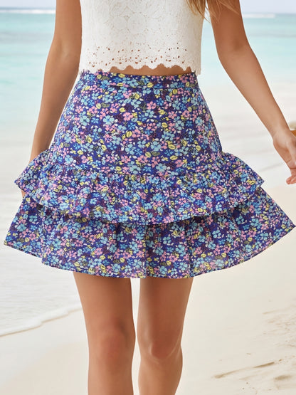 Crepe Layered Ruffle MiniSkirt