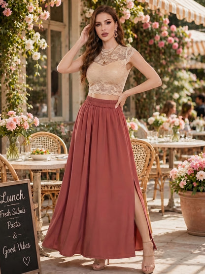 Georgette Maxi Side Slit Skirt