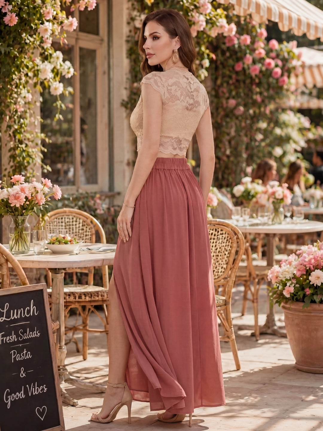 Georgette Maxi Side Slit Skirt