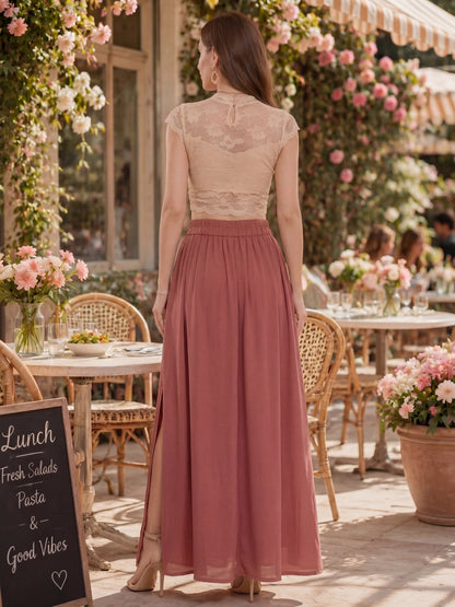 Georgette Maxi Side Slit Skirt