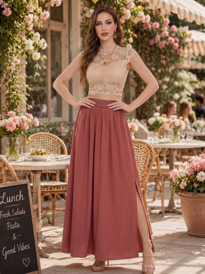Georgette Maxi Side Slit Skirt