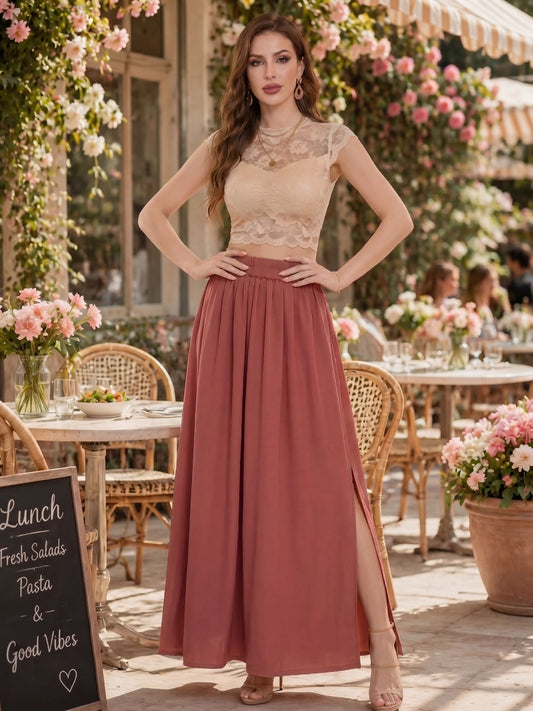 Georgette Maxi Side Slit Skirt