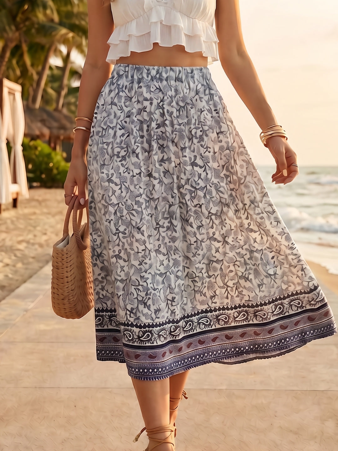 Stretchable Boho Print Skirt