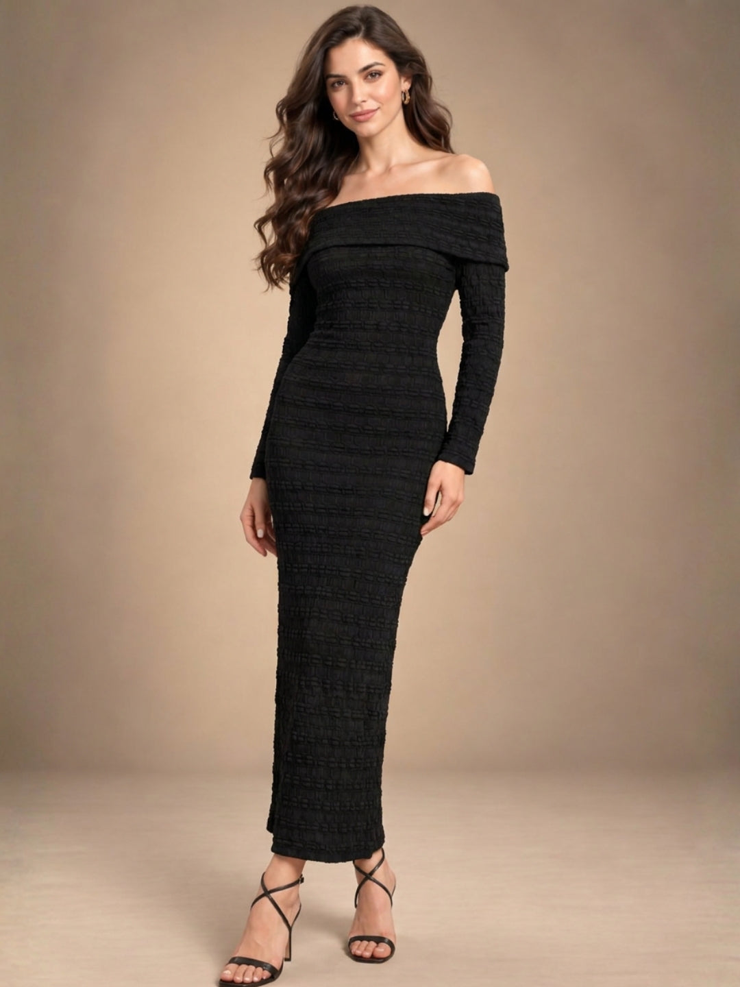 Embroidered Midi Bodycon Dress