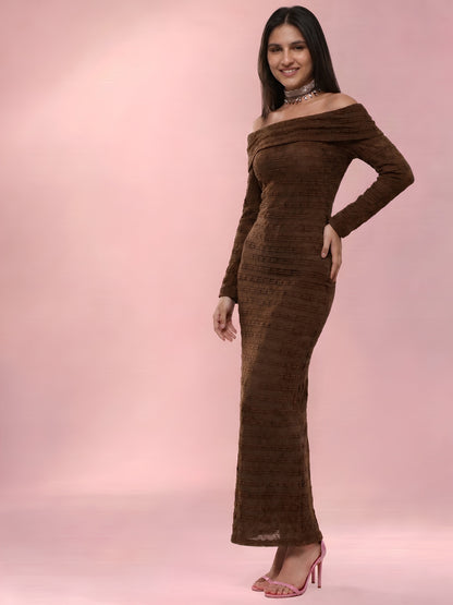 Embroidered Midi Bodycon Dress