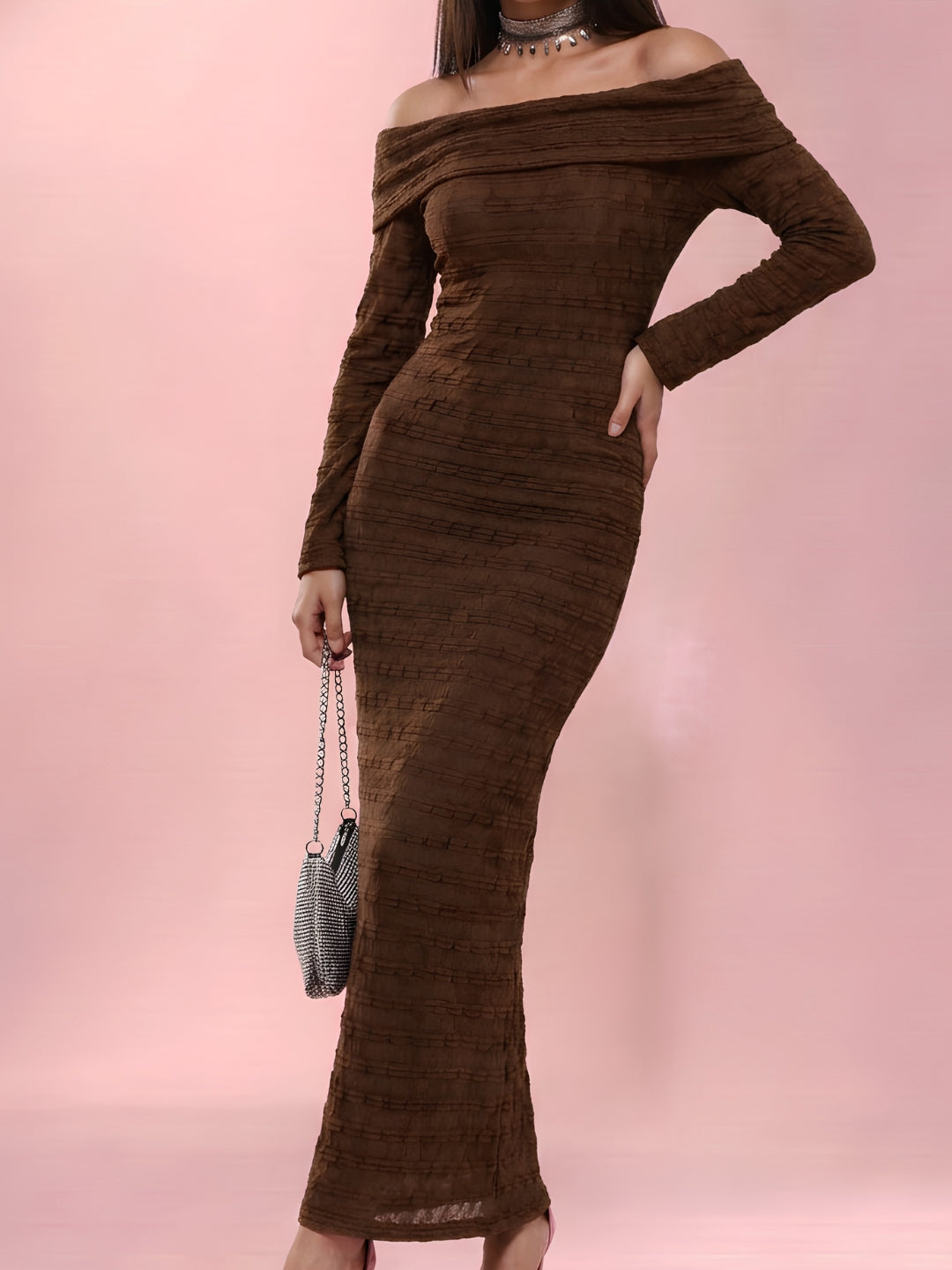 Embroidered Midi Bodycon Dress