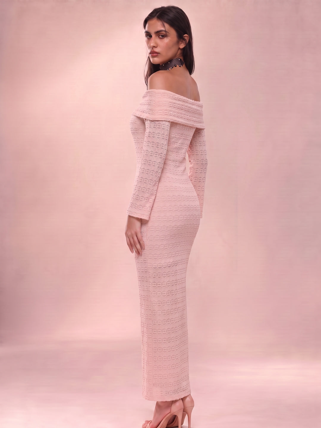 Embroidered Midi Bodycon Dress