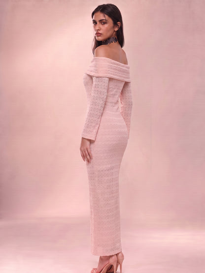 Embroidered Midi Bodycon Dress