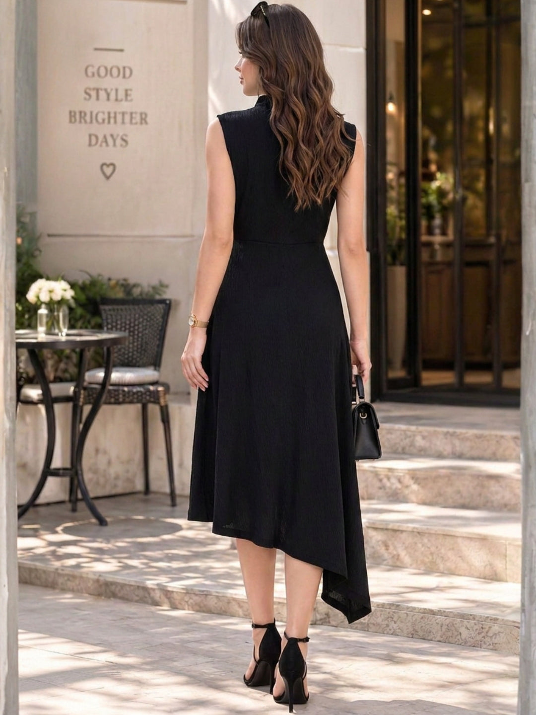 Strechable Tie-Up Midi Dress