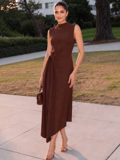 Strechable Tie-Up Midi Dress