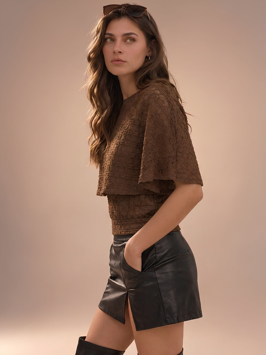 Embroidered Textured Top