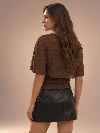 Embroidered Textured Top