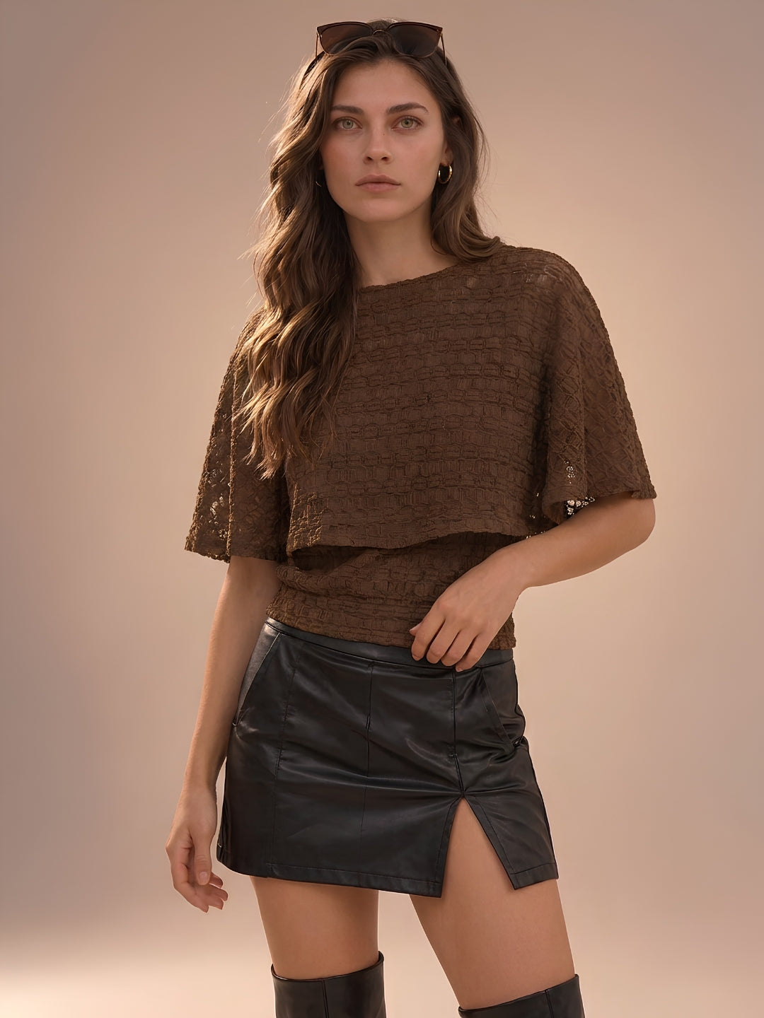 Embroidered Textured Top
