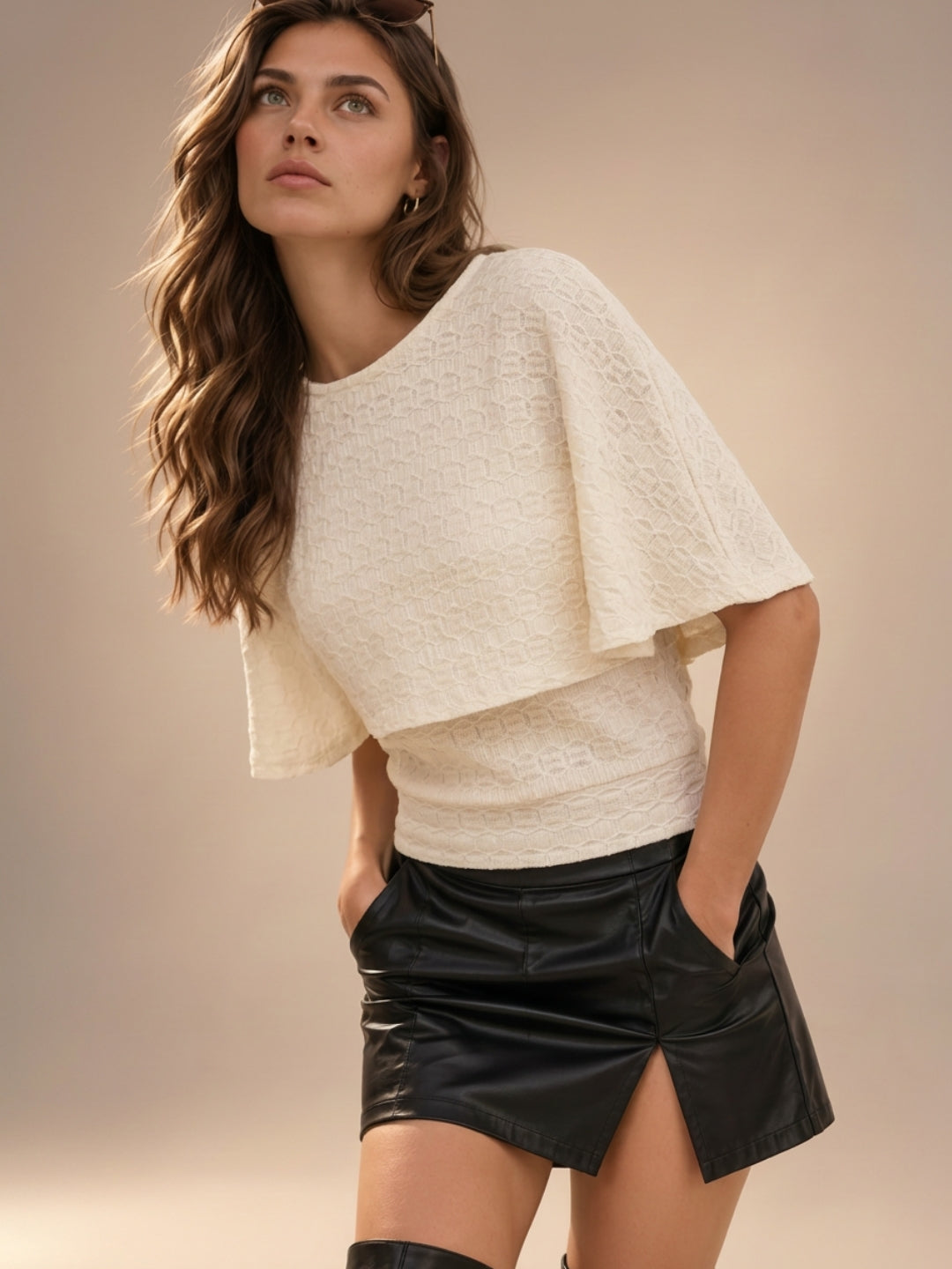 Embroidered Textured Top