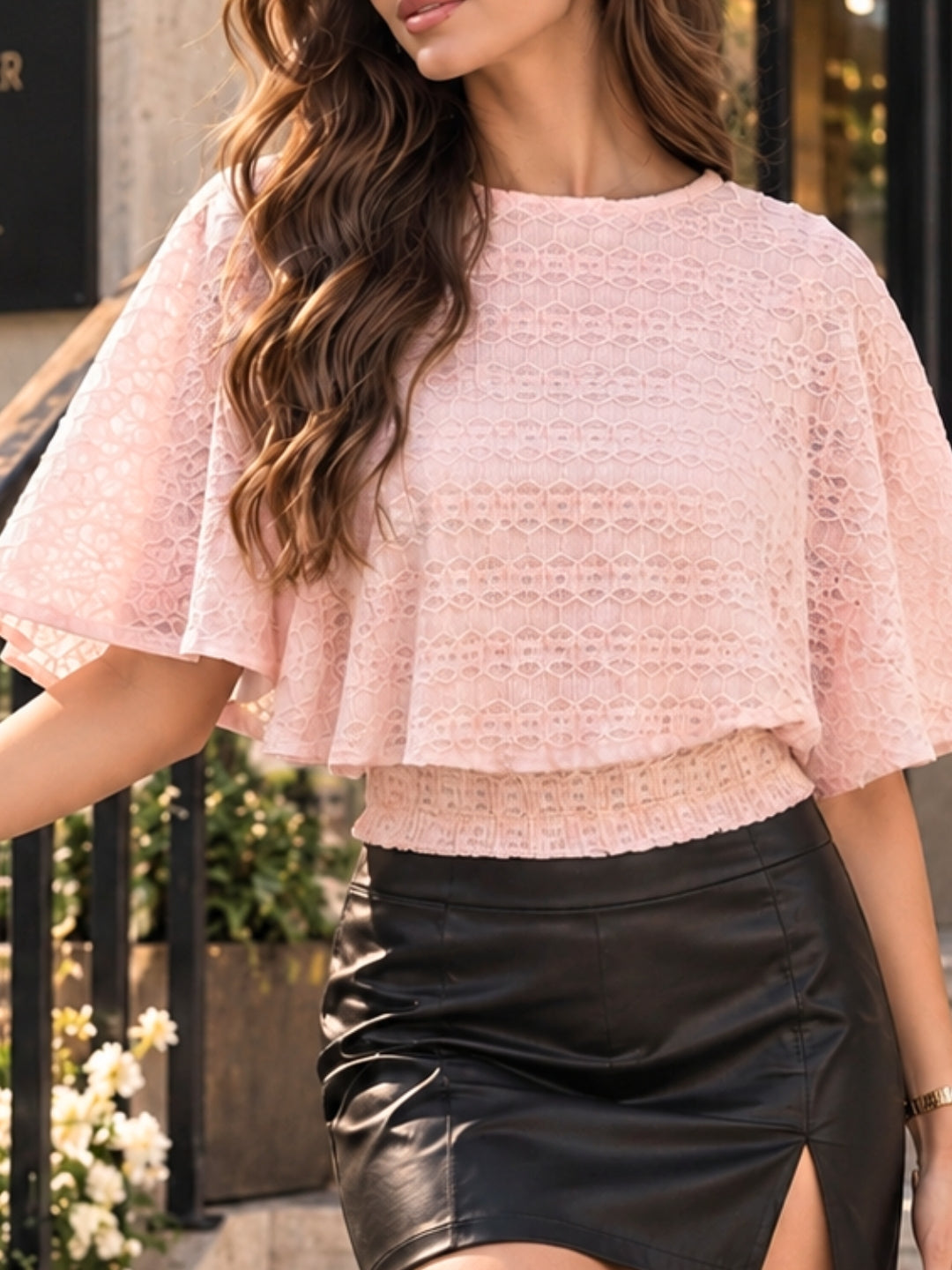 Embroidered Textured Top