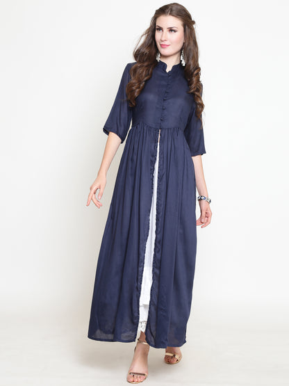 Blue Solid A-Line Kurta