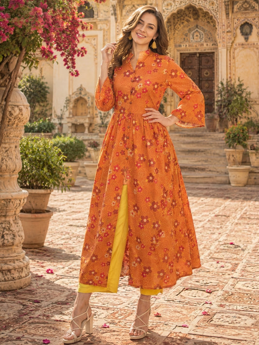 Cotton fit and flared Kurta