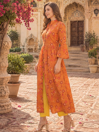 Cotton fit and flared Kurta