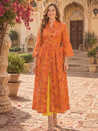 Cotton fit and flared Kurta
