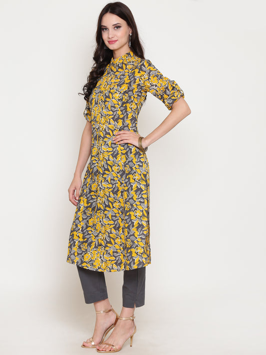 Floral printed kurta and Solid palazzo set