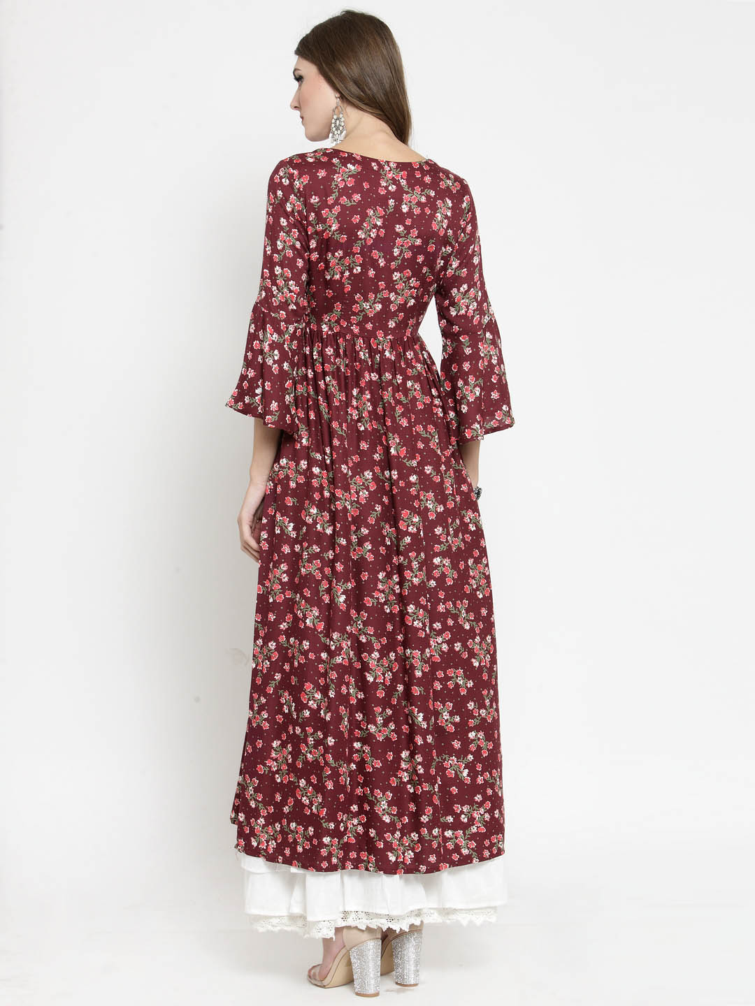 Floral Printed Kurta and White Palazzo Set