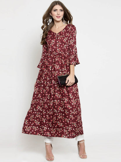 Floral Printed Kurta and White Palazzo Set
