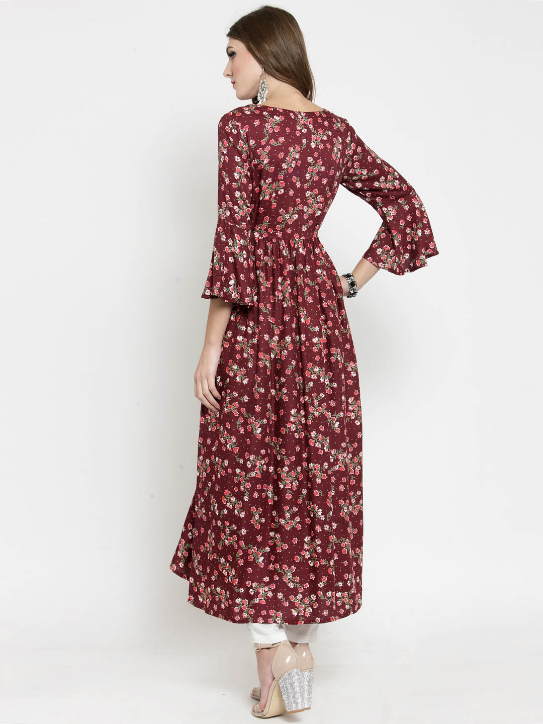 Floral Printed Kurta and White Palazzo Set
