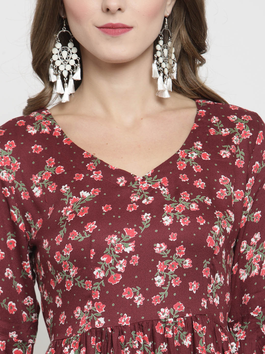 Floral Printed Kurta and White Palazzo Set