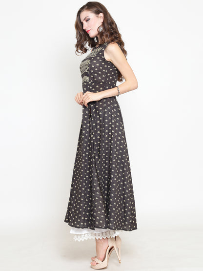 Grey Printed Anarkali kurta