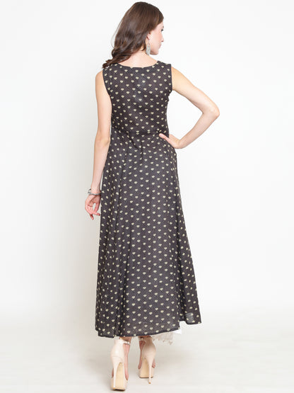 Grey Printed Anarkali kurta