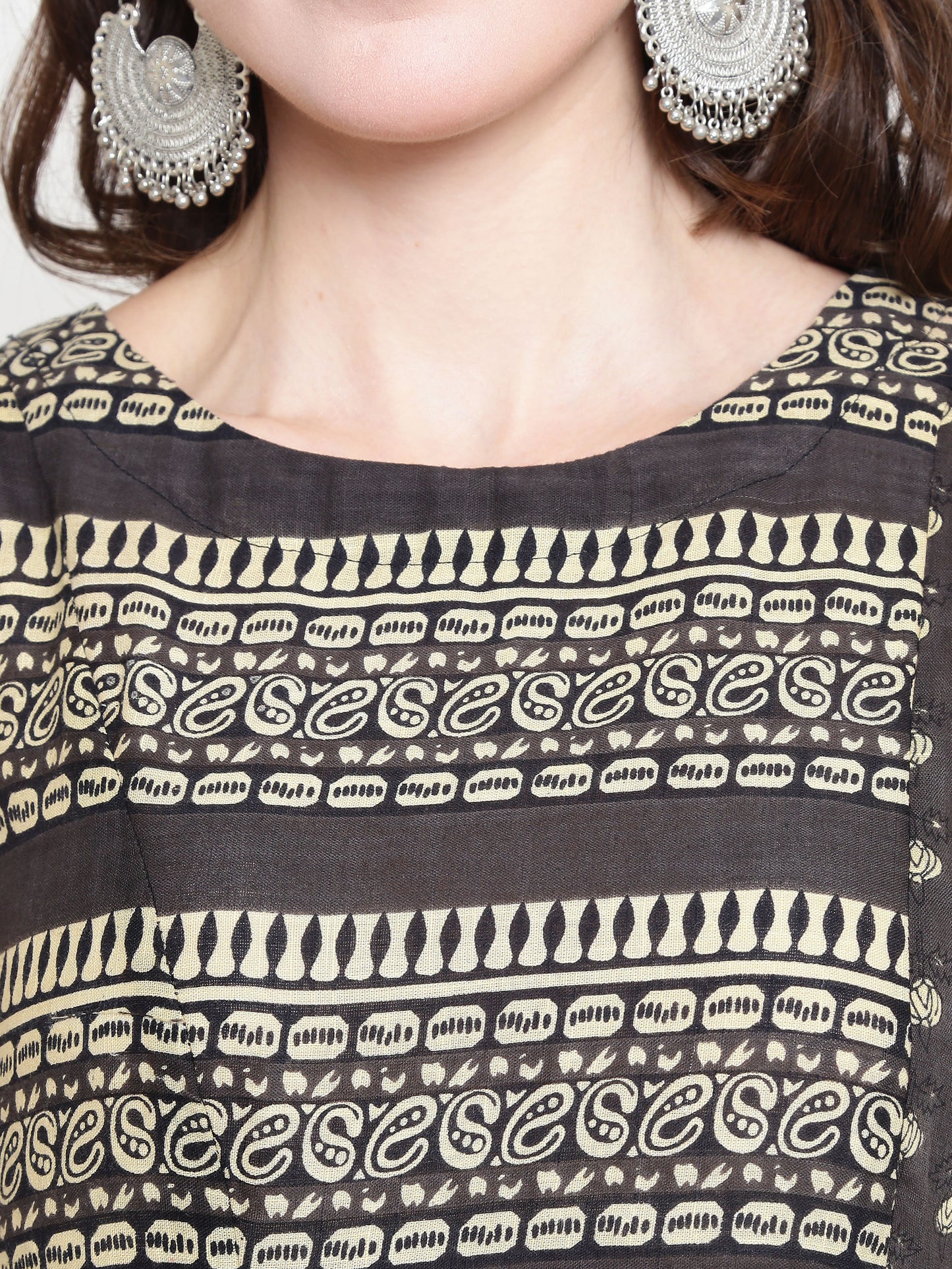 Grey Printed Anarkali kurta