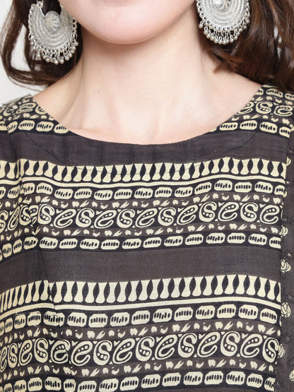 Grey Printed Anarkali kurta