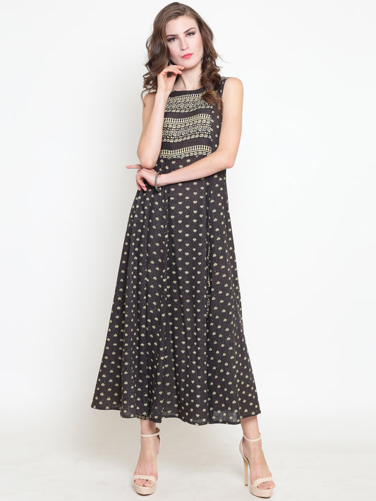 Grey Printed Kurta With Palazzo