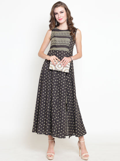 Grey Printed Kurta With Palazzo