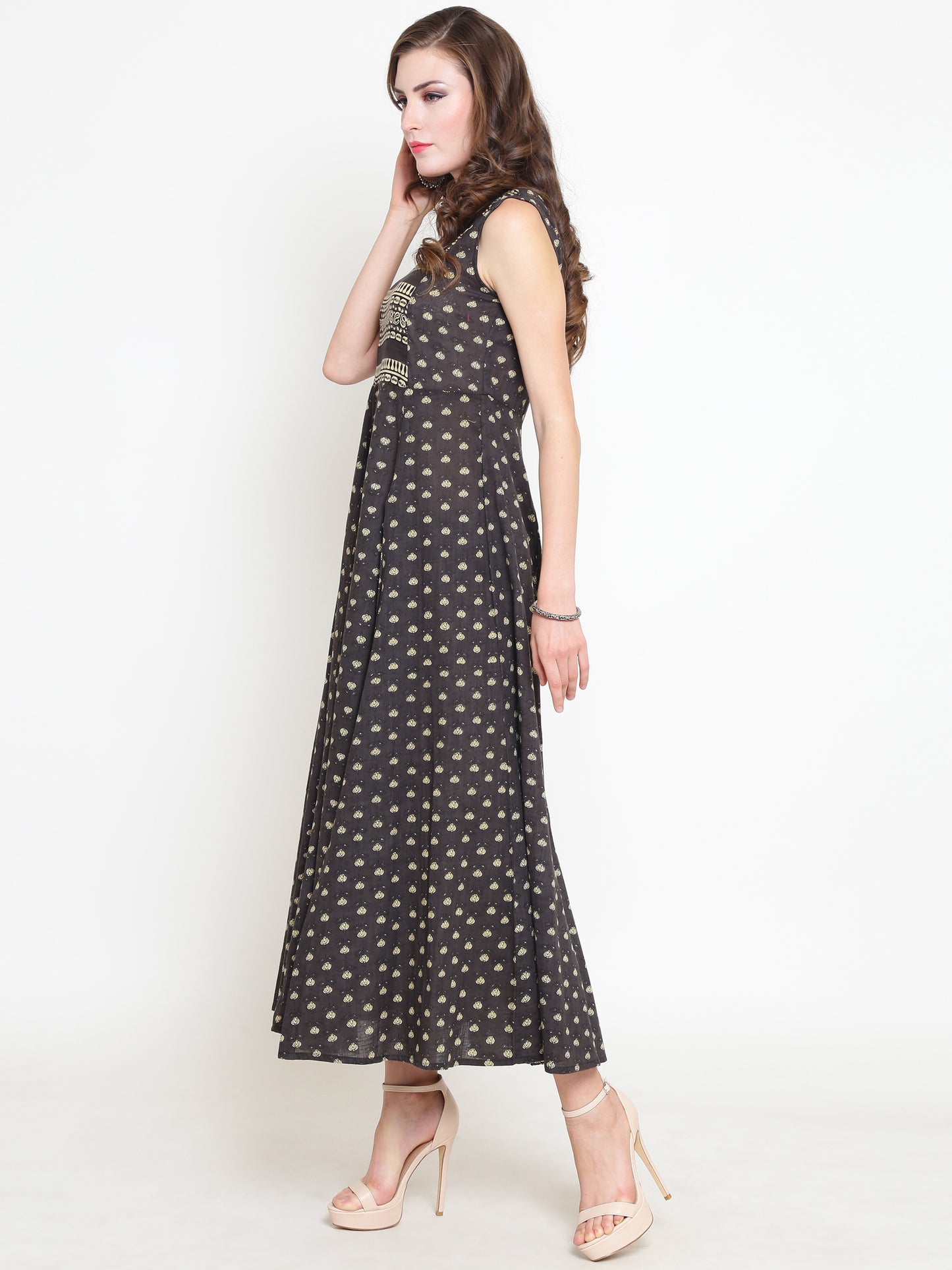 Grey Printed Kurta With Palazzo