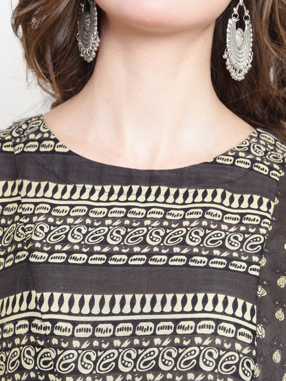 Grey Printed Kurta With Palazzo
