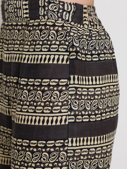 Grey Printed Kurta With Palazzo