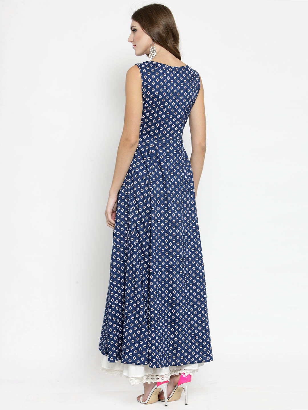 Navy Printed Kurta With Palazzo